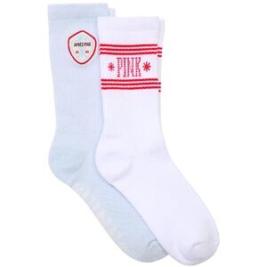 🔥VS Pink 2 pair soft comfy & trendy crew socks NWT